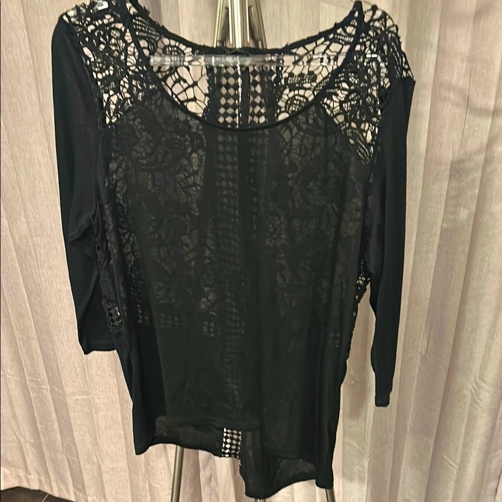 Elegant Black Lace Women's Top